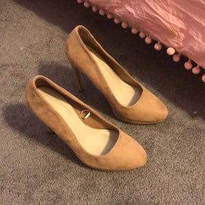 Nude suede heels
